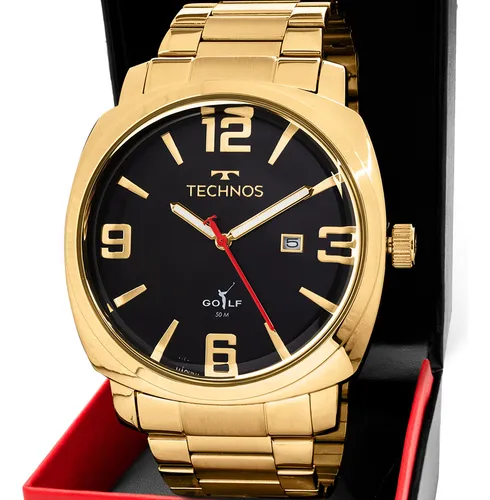 Relógio Technos Masculino Golf Dourado - 2115txd/1p Bisel Preto