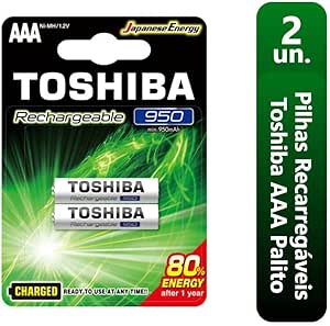 Pilha Recarregável AAA 1,2V 950mAh TNH3GAE TOSHIBA (Cartela com 2 unid.)
