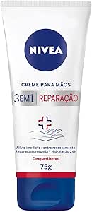 NIVEA Creme para Mãos Reparação com Dexpanthenol 75g - Creme de Mãos que oferece alívio imediato do ressecamento e hidrata por 24h, com poderoso ativo Dexpanthenol e ainda cabe na bolsa