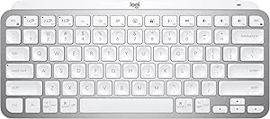 Teclado sem fio Logitech MX Keys Mini com Iluminação Inteligente, Conexão USB ou Bluetooth Easy-Switch para até 3 dispositivos e Bateria Recarregável - Cinza Claro