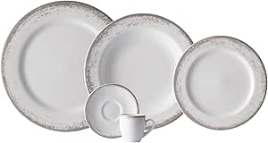 Serviço de Jantar e Café 30 Peças em Porcelana, Decoração Névoa Cinza, Porcelana Schmidt