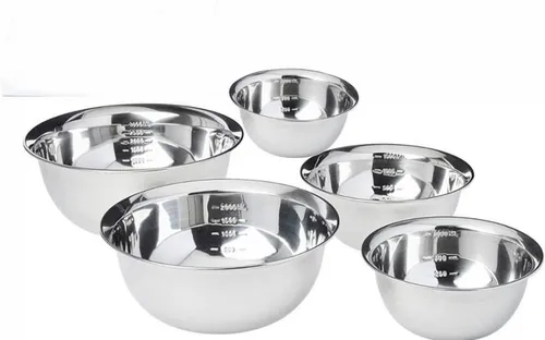 Kit Jogo 5 Tigela Inox Cumbuca Bowl Conjunto Bacia Saladeira