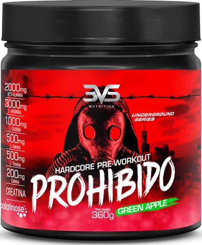 PROHIBIDO PRÉ TREINO 360g - Sabor: Maçã Verde - A Combinação Perfeita de 8 Ingredientes que proporcionam energia do início ao fim do seu Treino