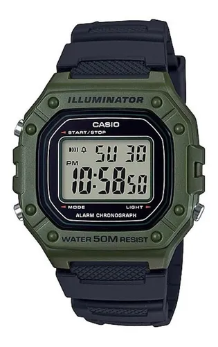 Relógio Casio Masculino Digital Illuminator W-218h-3avdf Correia Preta