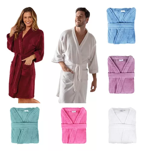 Roupão De Microfibra Feminino Masculino Adulto Inverno Bolso