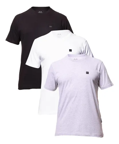 Kit 3 Camisetas Casual Masc Patch 2.0 Tee Em Algodão Oakley