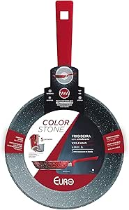 Euro Color Stone Frigideira de Alumínio com Antiaderente, Cinza (Volcano), 24 cm, 2 L