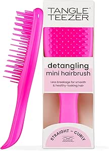 Escova de cabelo desembaraçadora The Mini Ultimate Detangler para todos os tipos de cabelo, ideal para o uso em fios úmidos. Cor: Rosa