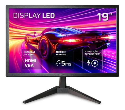 Monitor Fmaxx 19'' Led Com Hdmi Vga Vesa 127/220v cor Preto MQ19V