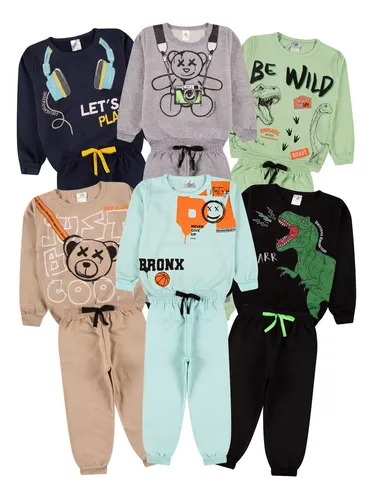 Kit 10 Peças Moletom Peluciado Infantil Menino Inverno Frio
