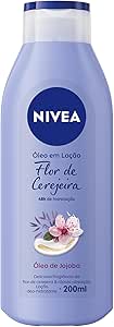 NIVEA Loção Hidratante Óleos Essenciais Flor de Cerejeira & Óleo de Jojoba 200ml - Loção Hidratante com essência de Flor de Cerejeira e poder nutritivo do Óleo de Jojoba que hidrata a sua pele