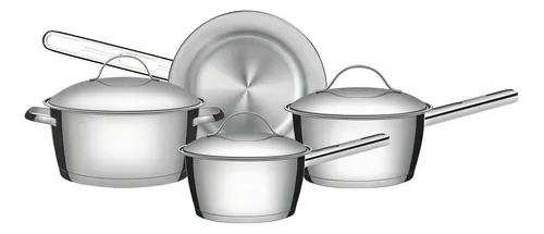 Jogo De Panelas Com 4 Peças Aço Inox Allegra Tramontina
