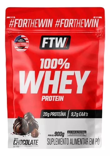 Whey Protein 100% Concentrado Refil 900g Sabor Chocolate - FTW