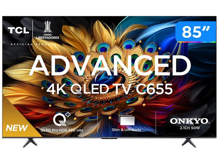 Smart TV 85” 4K UHD QLED TCL 85C655 Wi-Fi - Bluetooth 3 HDMI 1 USB