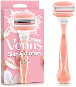 Gillette Venus Skin Comfort Spa Aparelho de Depilação Recarregável com Barras Umectantes e Óleos Botânicos, 1 Ud