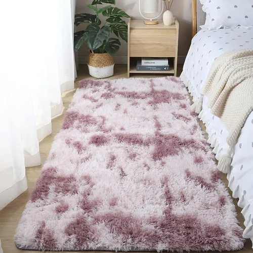 Tapete Sala Quarto 2,00x0,60 Shaggy Luxuoso Peludo Fofinho Rose Mesclado Casa Laura Enxovais