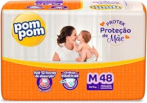 Fralda Pom Pom Protek Proteção de Mãe Mega M 48 Unidades