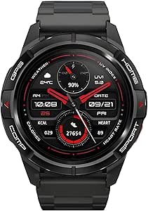 Mibro GS Active Smartwatch para homens e mulheres, Posicionamento GPS Tela AMOLED 1000Nits 5ATM à prova d'água 150 modos esportivos Relógio inteligente para Android iOS, Preto