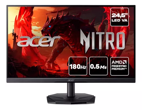Monitor Gamer Acer Nitro 24,5 Va 180hz 0.5ms Full Hd Amd Freesync Kg251q 127/220V