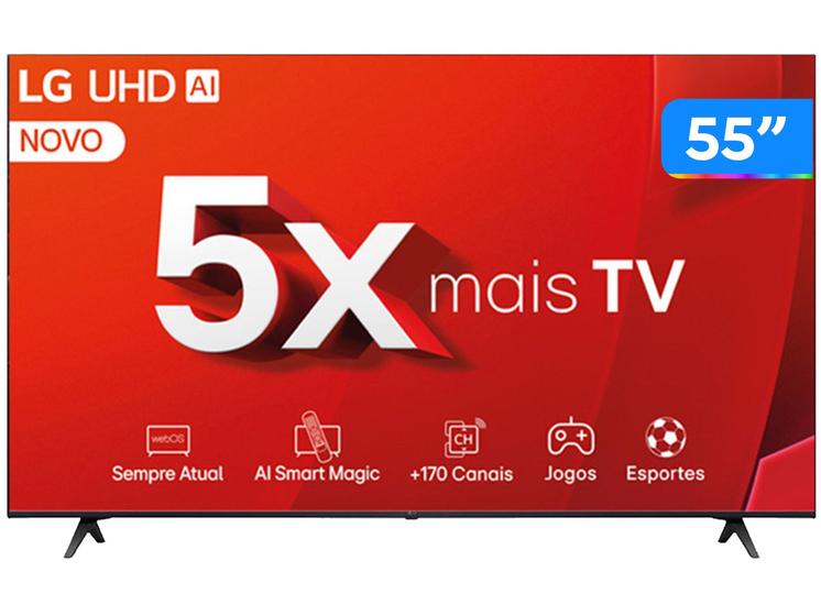 Smart TV 55" 4K LG Ultra HD 55UT8050 com Processador a5 Ger7 AI Alexa/Chromecast integrado Otimizador de Jogos webOS 24 e Controle Smart Magic