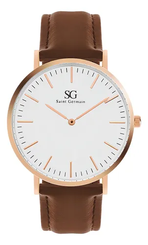 Relógio Saint Germain Bronx Rosé Gold 40mm Cor da correia Marrom Cor do fundo Branco