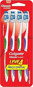 Colgate Escova De Dente Classic Clean Macia 4 Unidades | Cores Sortidas